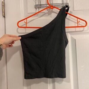 American Eagle Ribbed One Shoulder Crop Tank Top